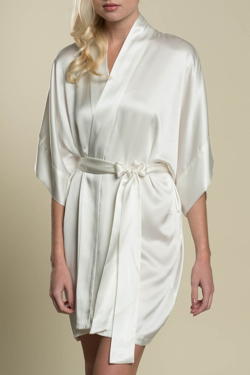 Samantha bridal silk kimono robe bridesmaids robes in Earth colors - style 300