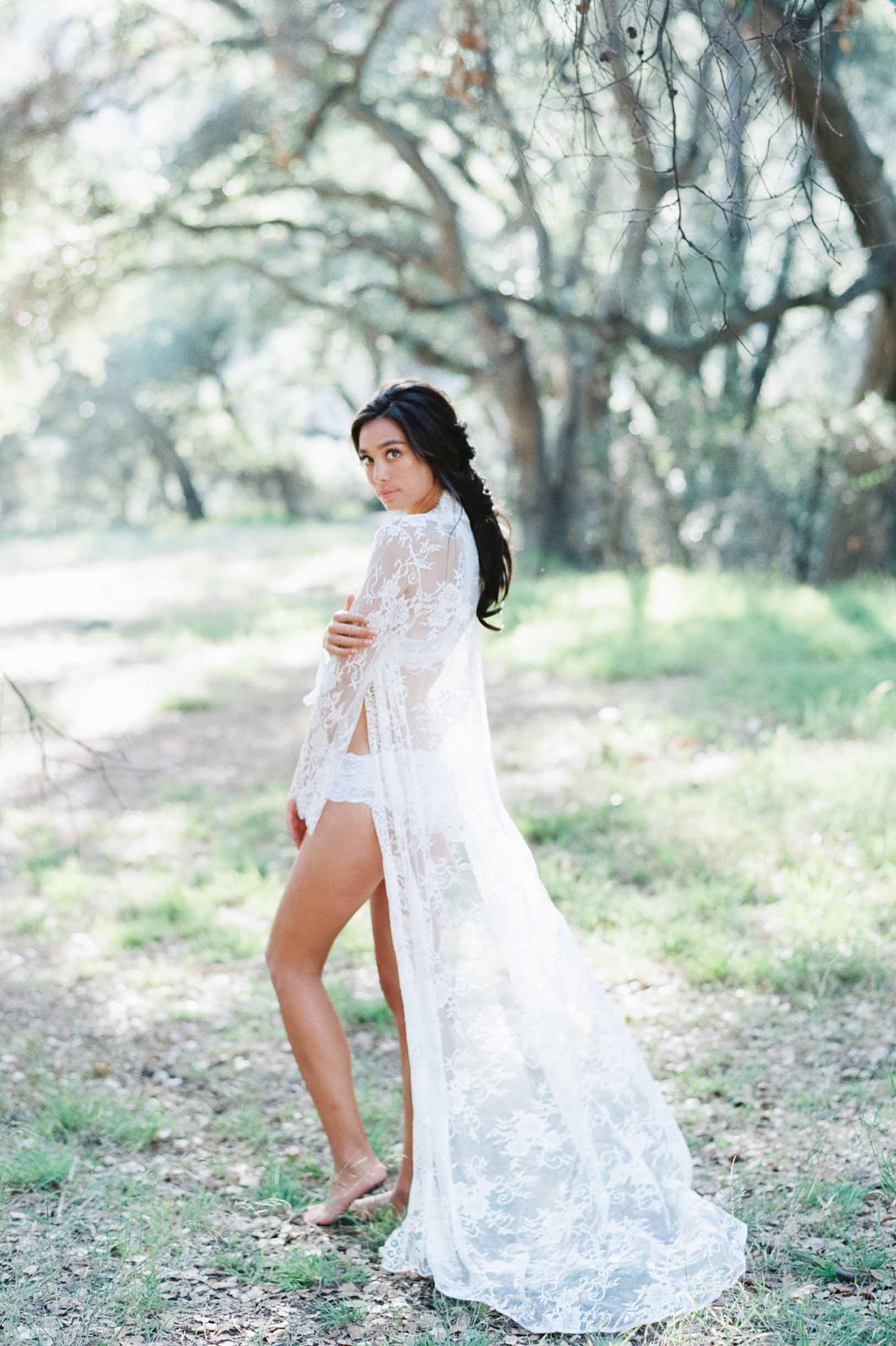 Swan Queen lace robe - bridal long dressing gown in Ivory