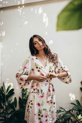 Watercolor Dreams Floral print Bridesmaids Robes Bridal party Kimono Robe