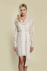 Anthropologie Giselle Leavers bridal Lace Robe Ivory 