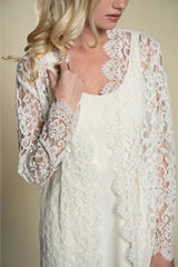 Anthropologie Giselle Leavers Lace Wedding Robe ivory bride