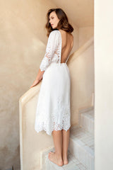 Dolce broderie anglaise crochet embroidered cotton midi dress