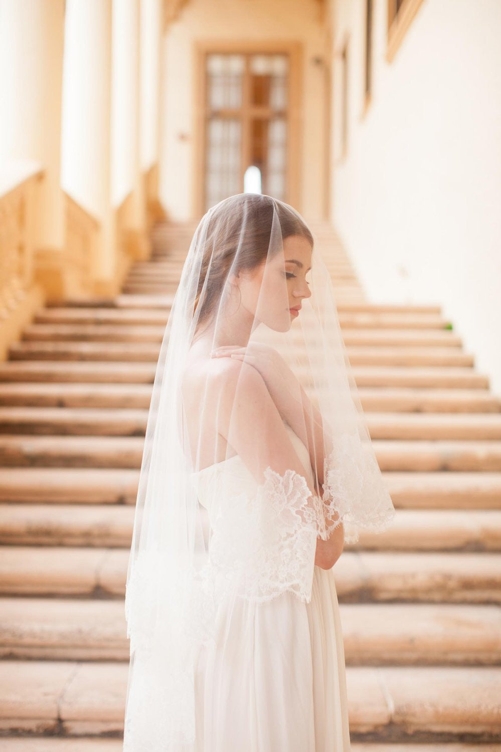 Roseline French Lace Veil in Ivory or Off-white