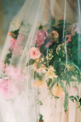 Heirloom blusher sheer Silk Tulle veil in Ivory