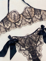 Joy French embroidery lingerie set in Black