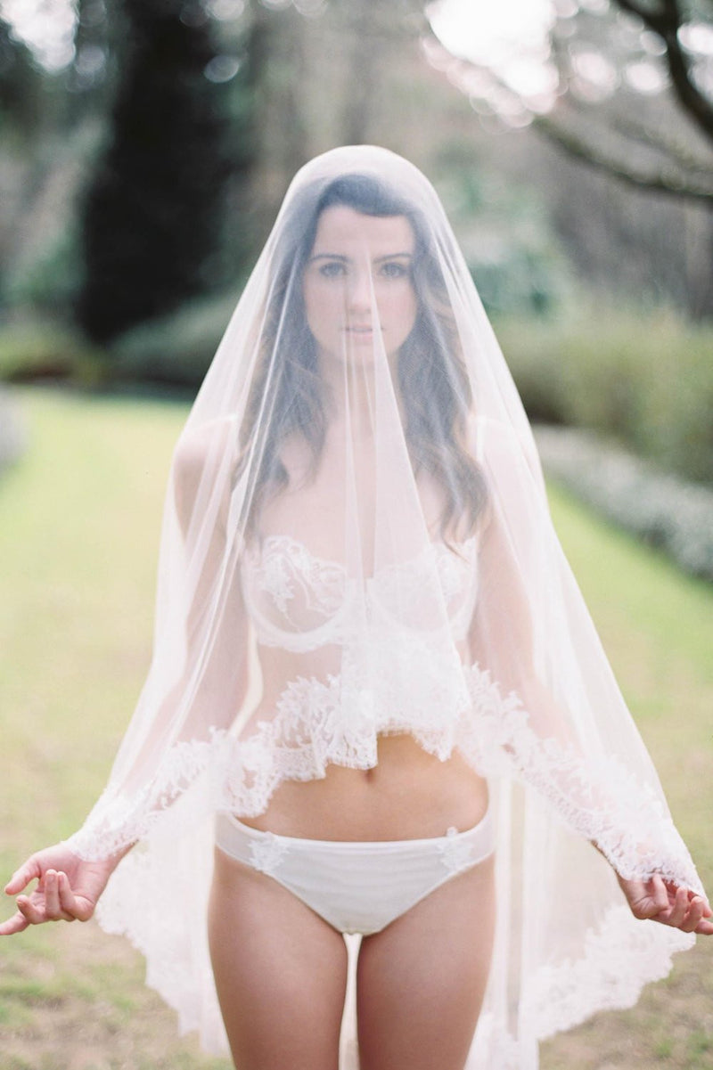 Marie Ethereal Silk Tulle & French Lace Veil