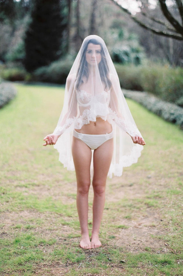 Marie Ethereal Silk Tulle & French Lace Veil