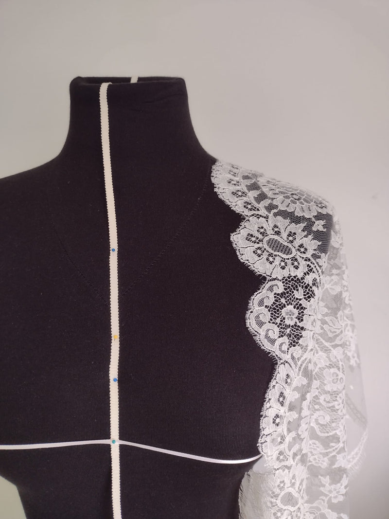 Marina bridal French lace sheer tulle bolero cover up shrug