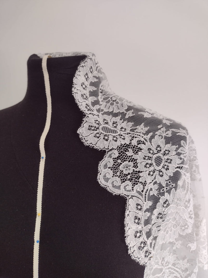 Marina bridal French lace sheer tulle bolero cover up shrug