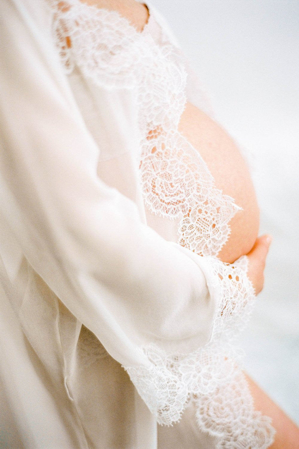 Olivia macrame lace and silk chiffon robe