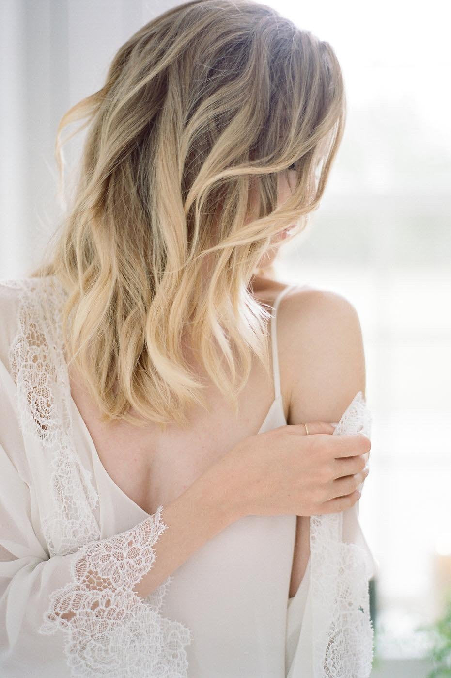 Olivia macrame lace and silk chiffon robe