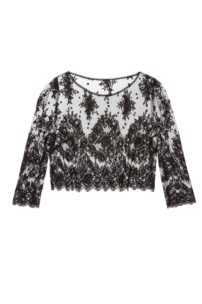 Petite French lace sheer tulle bolero cover up shrug
