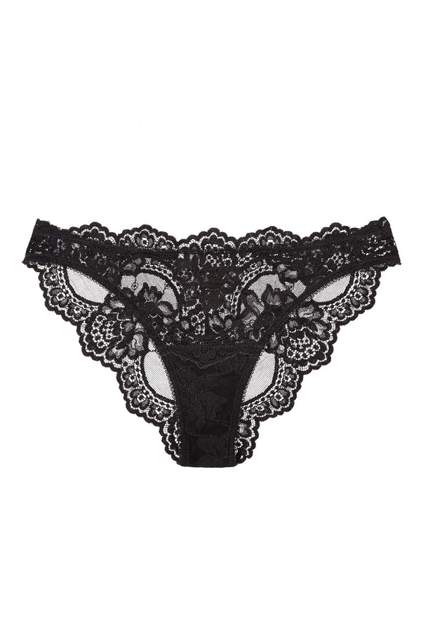 Rosa Scalloped French lace Panties briefs in Black