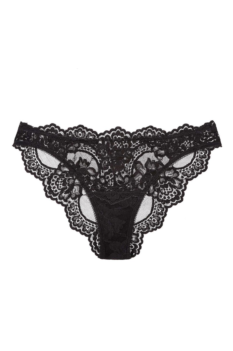 Rosa Scalloped French lace Panties briefs in Black