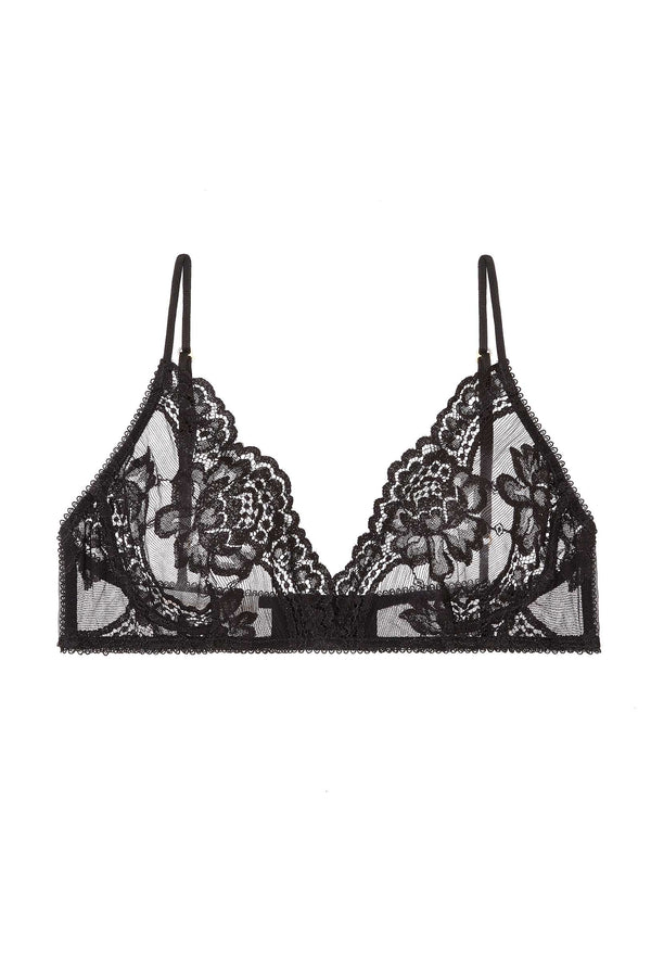 Rosa Scalloped French Lace Bralette in Black, Ivory or Rose Pink