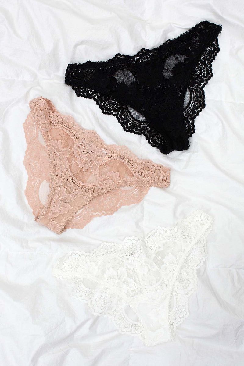 Rosa Scalloped French lace Panties briefs in black