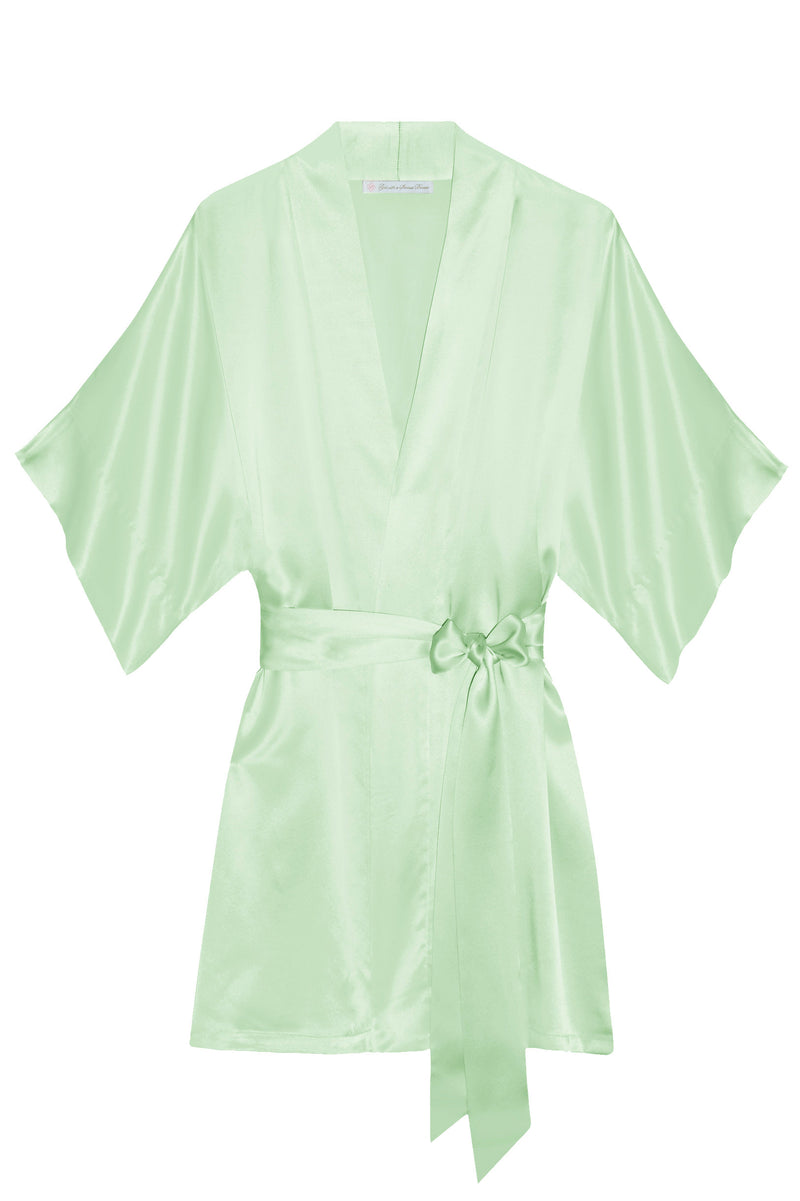 Samantha Silk Kimono Robe in Mint green