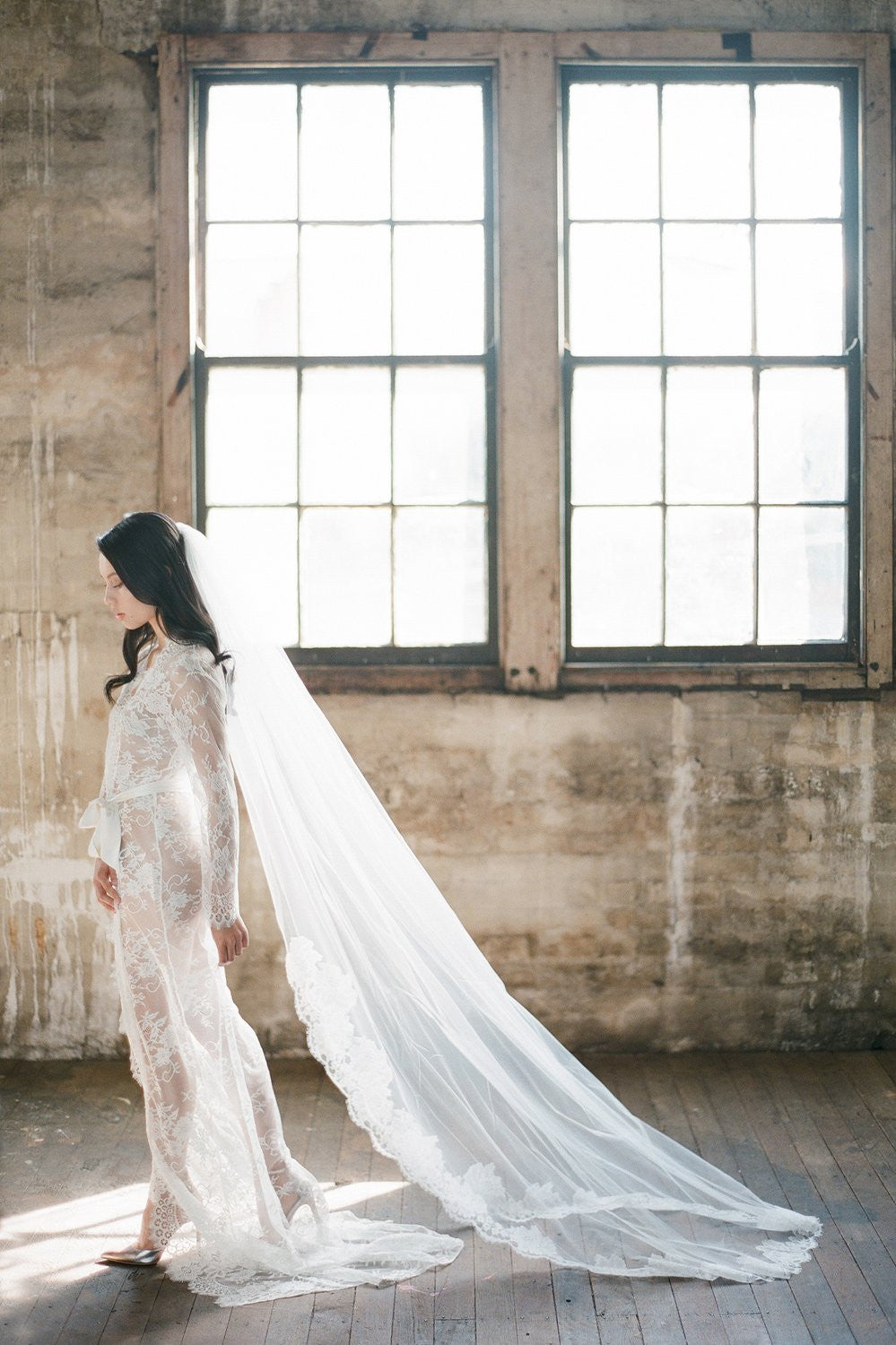 Roseline French Lace Cathedral Single layer veil