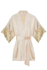 Tara Gilded Sleeve Silk Kimono robe