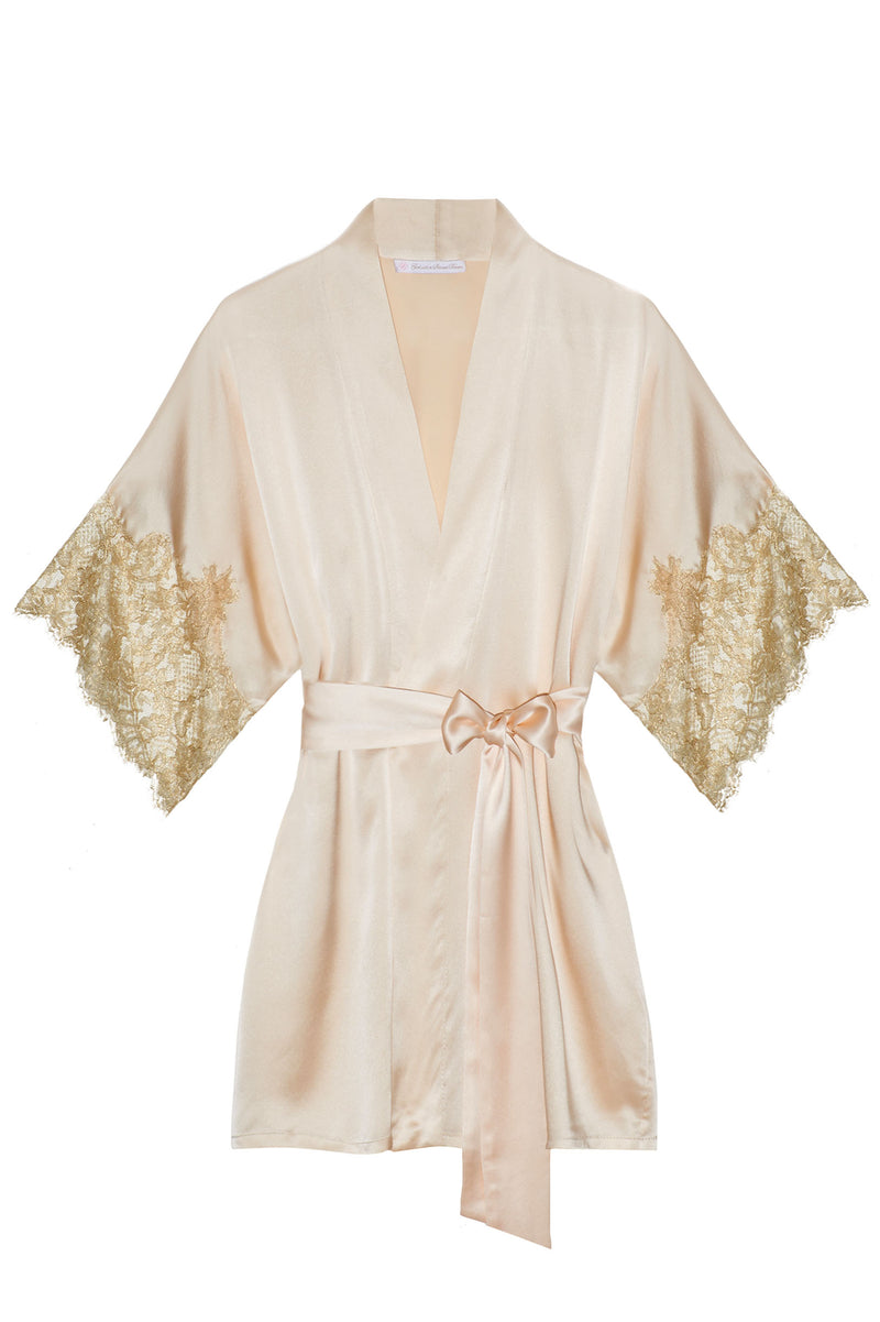 Tara Gilded Sleeve Silk Kimono robe