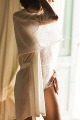 TARA GILDED SLEEVE SILK KIMONO ROBE - STYLE #R77