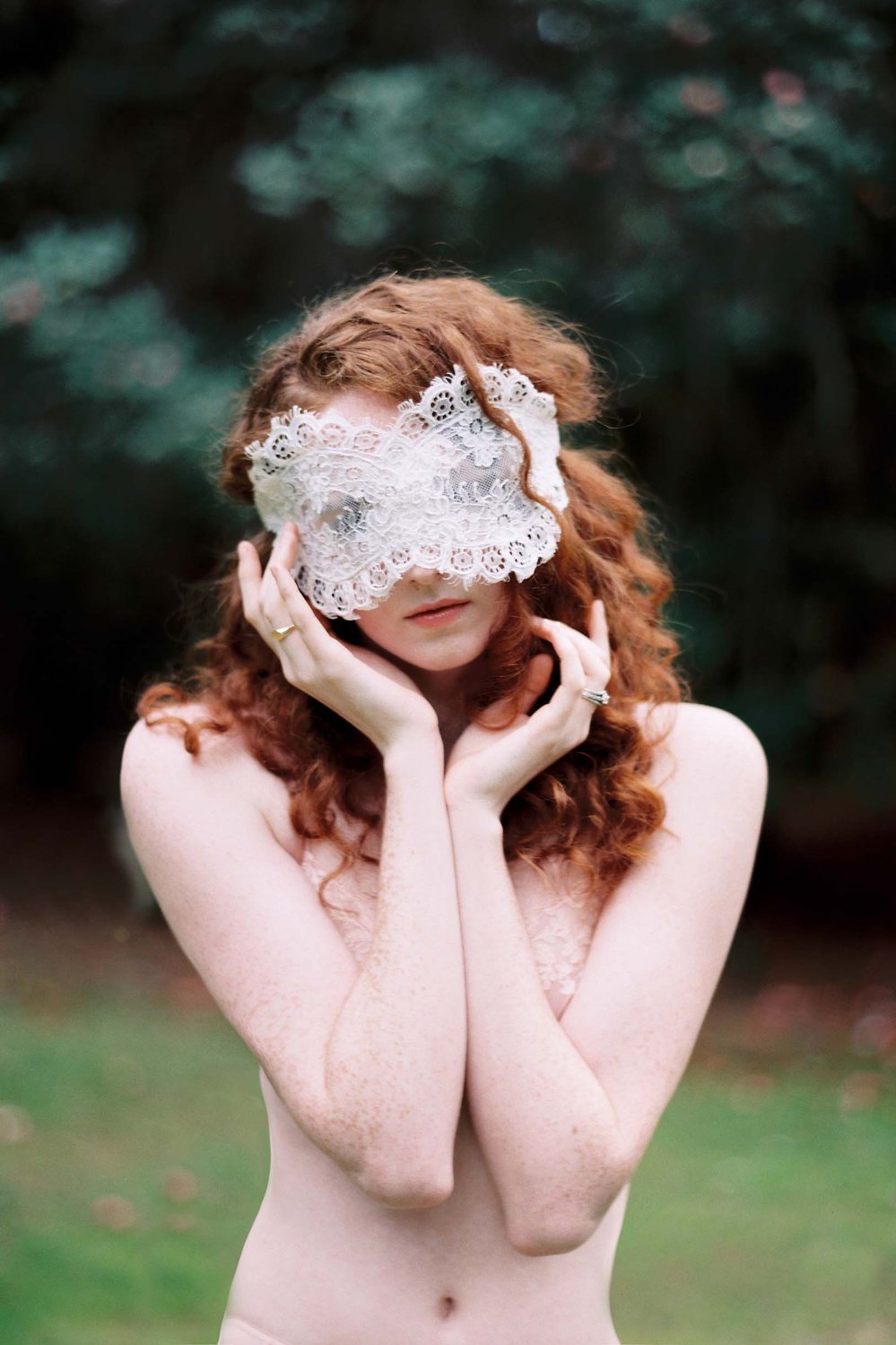 Rayna Alencon Lace Blindfold Venetian Eye Mask in Ivory or Black