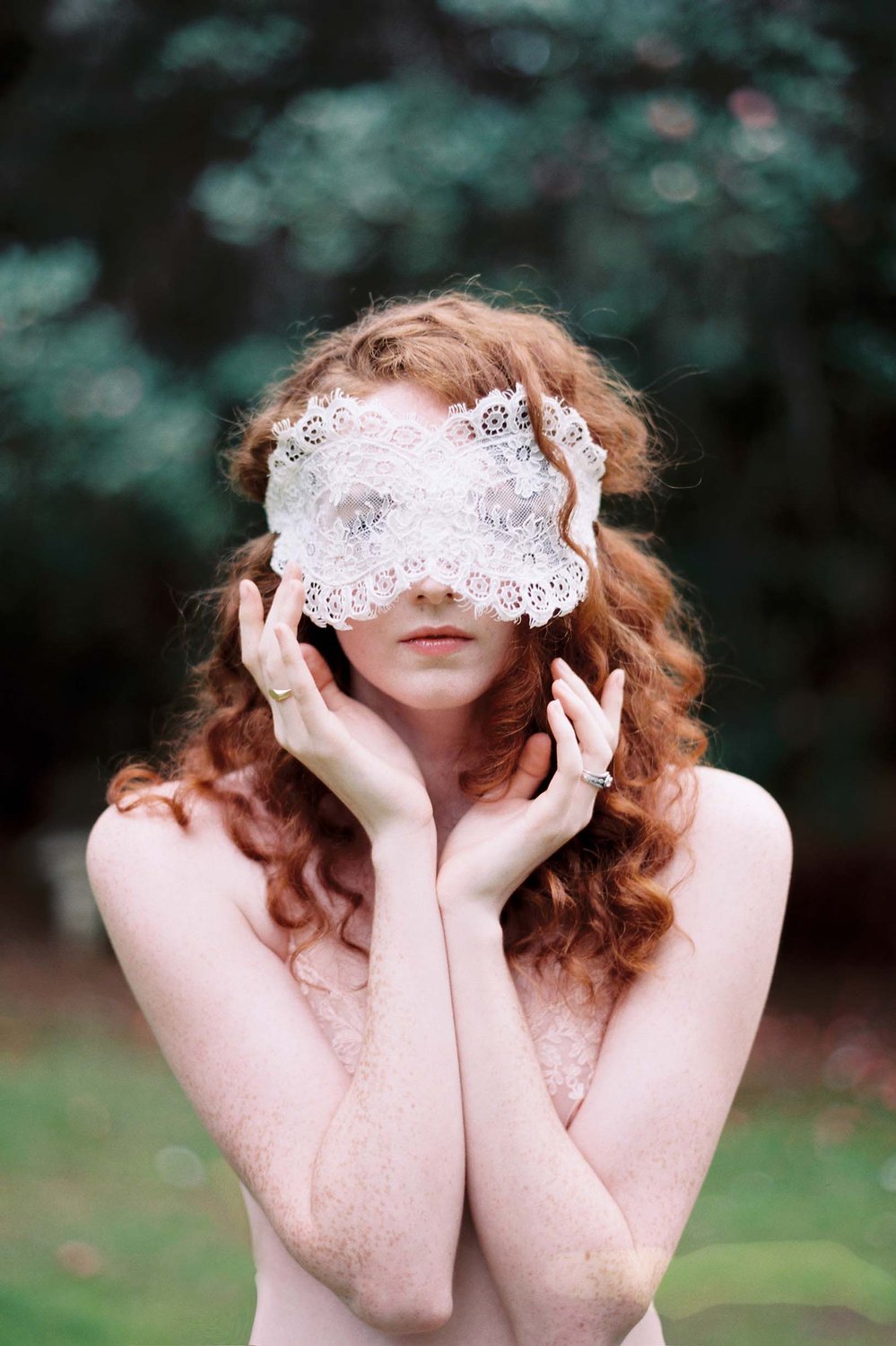 Rayna Alencon Lace Blindfold Venetian Eye Mask in Ivory or Black