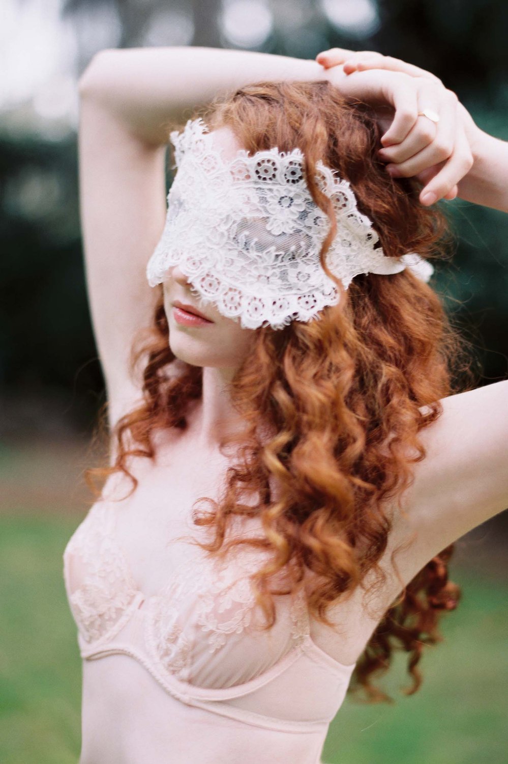 Rayna Alencon Lace Blindfold Venetian Eye Mask in Ivory or Black