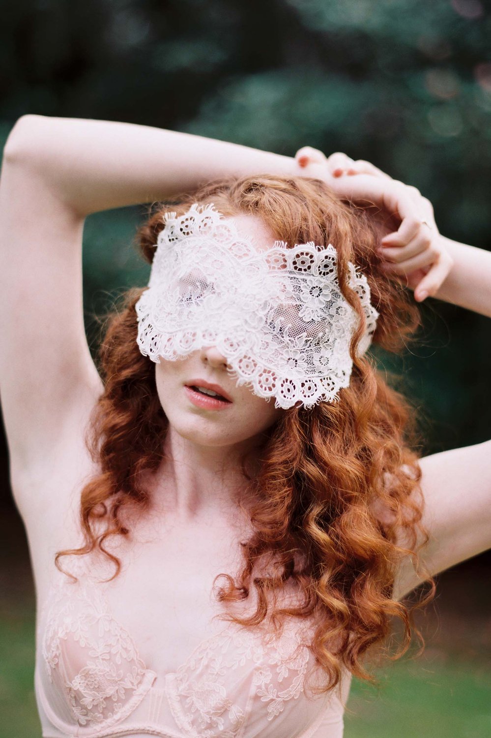Rayna Alencon Lace Blindfold Venetian Eye Mask in Ivory or Black