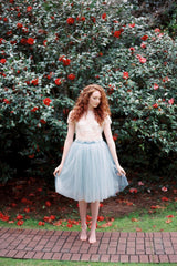 Lydia Tonal Tulle Skirt in powder blue