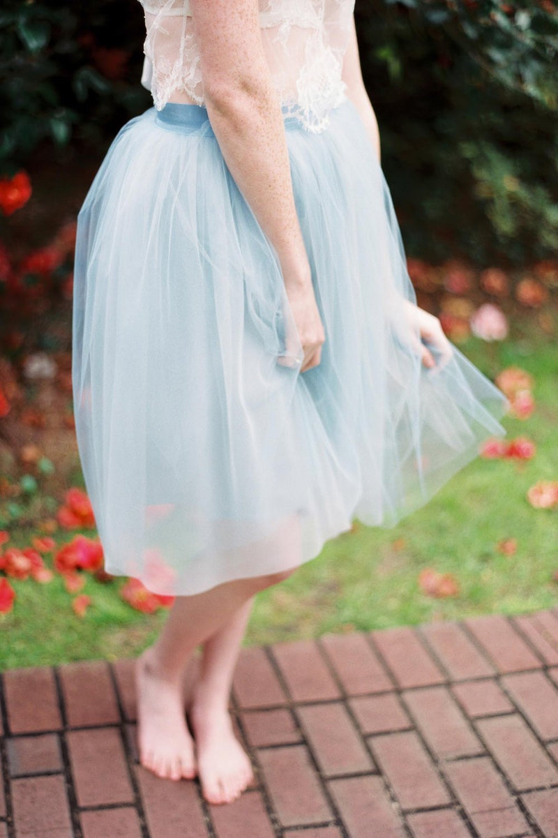 Lydia Tonal Tulle Skirt in powder blue