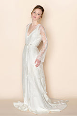 Juliet French lace robe coat cover up in Ivory