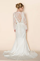 CATHERINE FRENCH LACE BRIDAL ROBE COAT COVER UP - STYLE 216