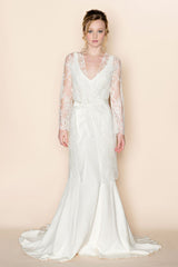CATHERINE FRENCH LACE BRIDAL ROBE COAT COVER UP - STYLE 216