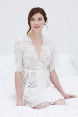 ELIZABETH LACE ROBE IN OFF-WHITE - STYLE 120