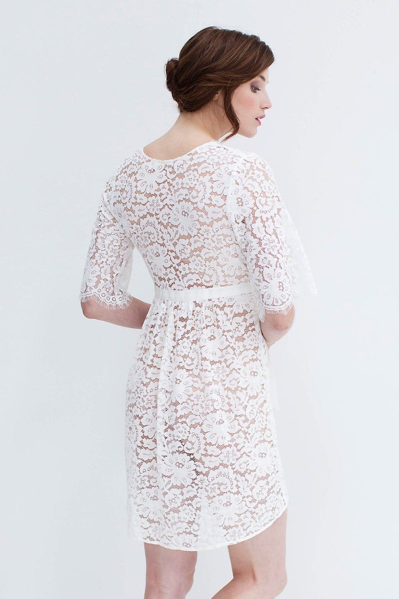 ELIZABETH LACE ROBE IN OFF-WHITE - STYLE 120