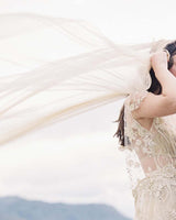 Magnolia silk tulle and French lace Juliet cap veil