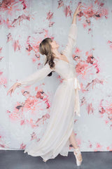 Nina Silk Chiffon Wrap Robe in ivory or blush - style R130
