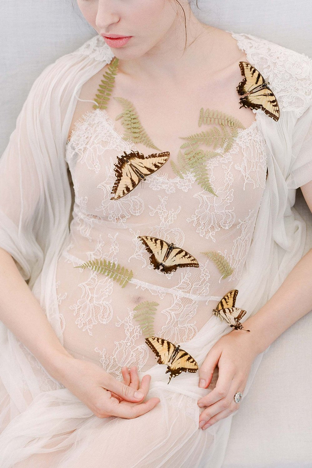Godiva French Lace Bodysuit In Ivory