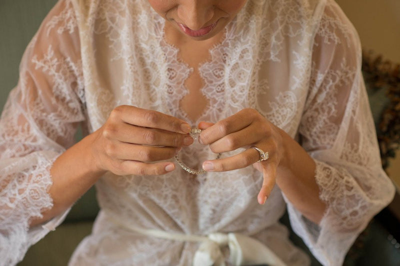 THE ODETTE LACE & SILK LINED BRIDAL KIMONO ROBE