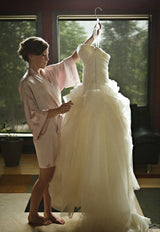 SAMANTHA SILK BRIDAL KIMONO BRIDESMAIDS ROBES IN BLUSH IVORY PINK LAVENDER SEAFOAM OFF WHITE - 300