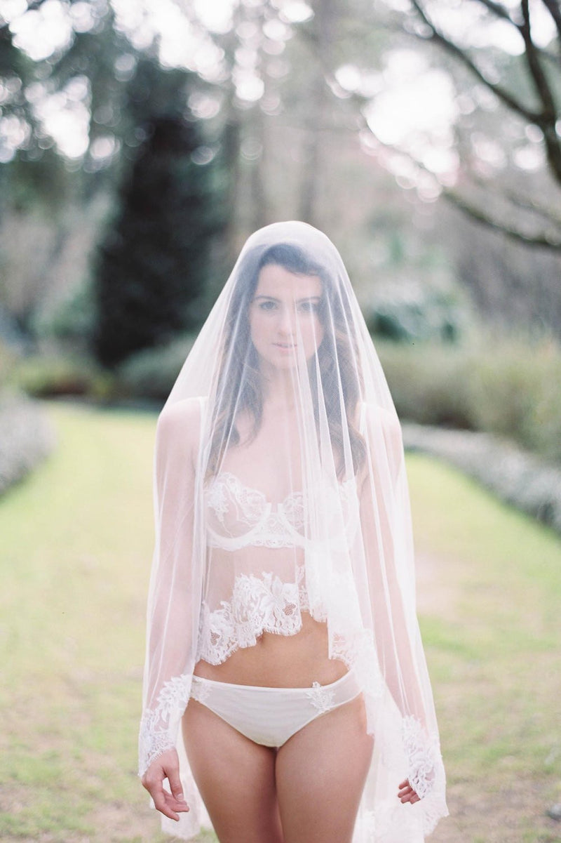 Marie Ethereal Silk Tulle & French Lace Veil