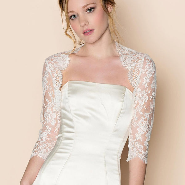 Celine Bridal French Lace Bolero Shrug in Ivory