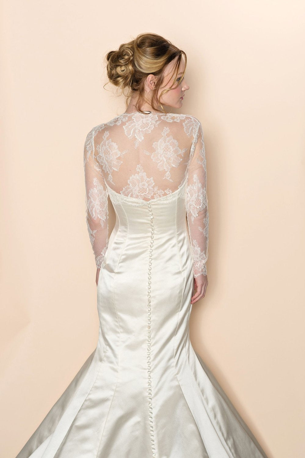 Roseline bridal French lace sheer tulle bolero cover up shrug