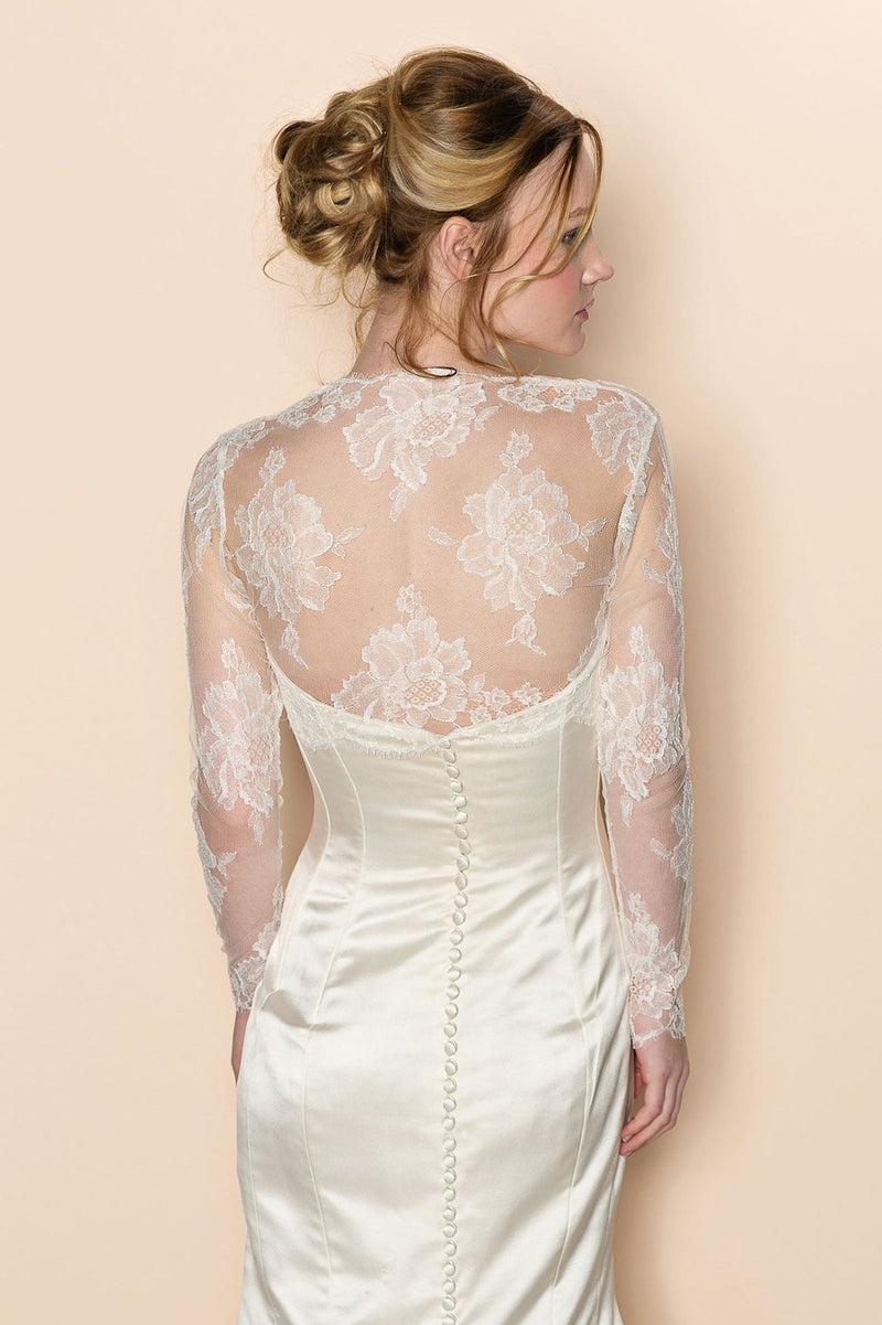 Roseline bridal French lace sheer tulle bolero cover up shrug –