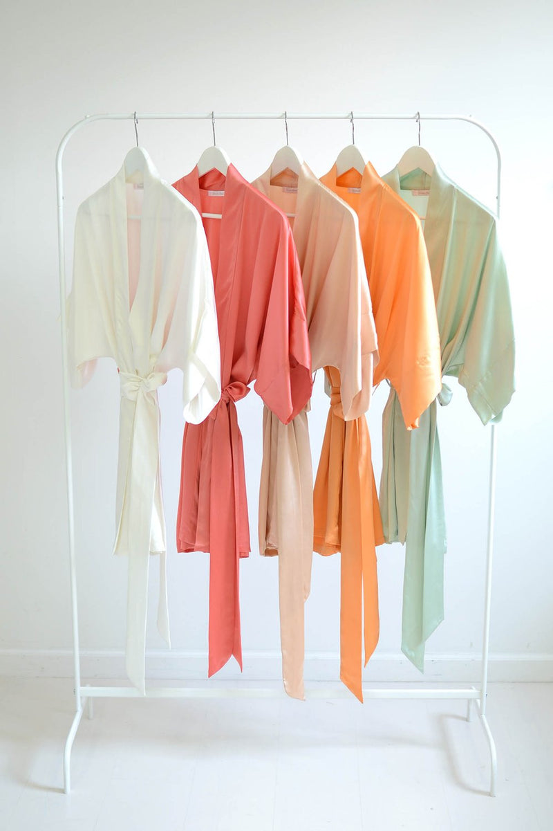 Samantha bridal silk kimono robe bridesmaids robes in Earth colors - style 300