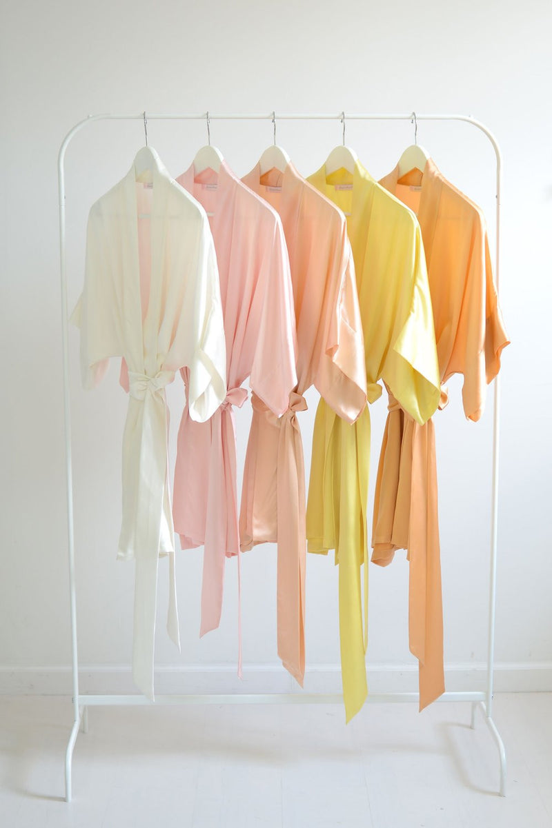 Samantha bridal silk kimono robe bridesmaids robes in sorbet colors - style 300