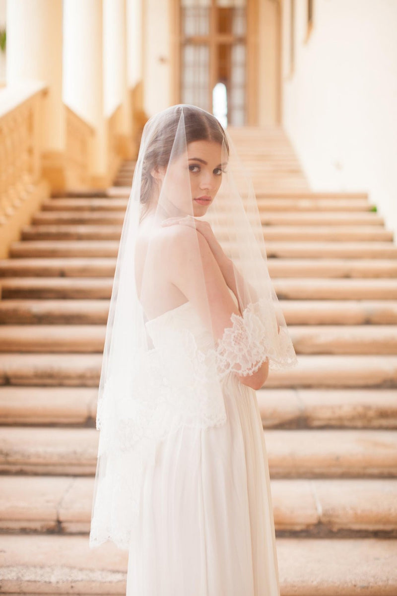 Roseline French Lace Veil in Ivory or Off-white